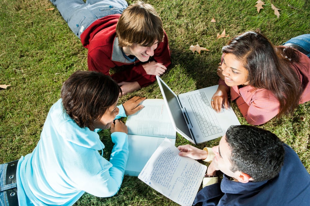 Students Studying Outside 